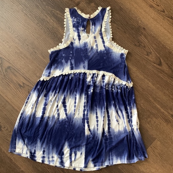 Mittoshop blue tie dye summer sleeveless mini sundress/swim coverup size small - Picture 4 of 5